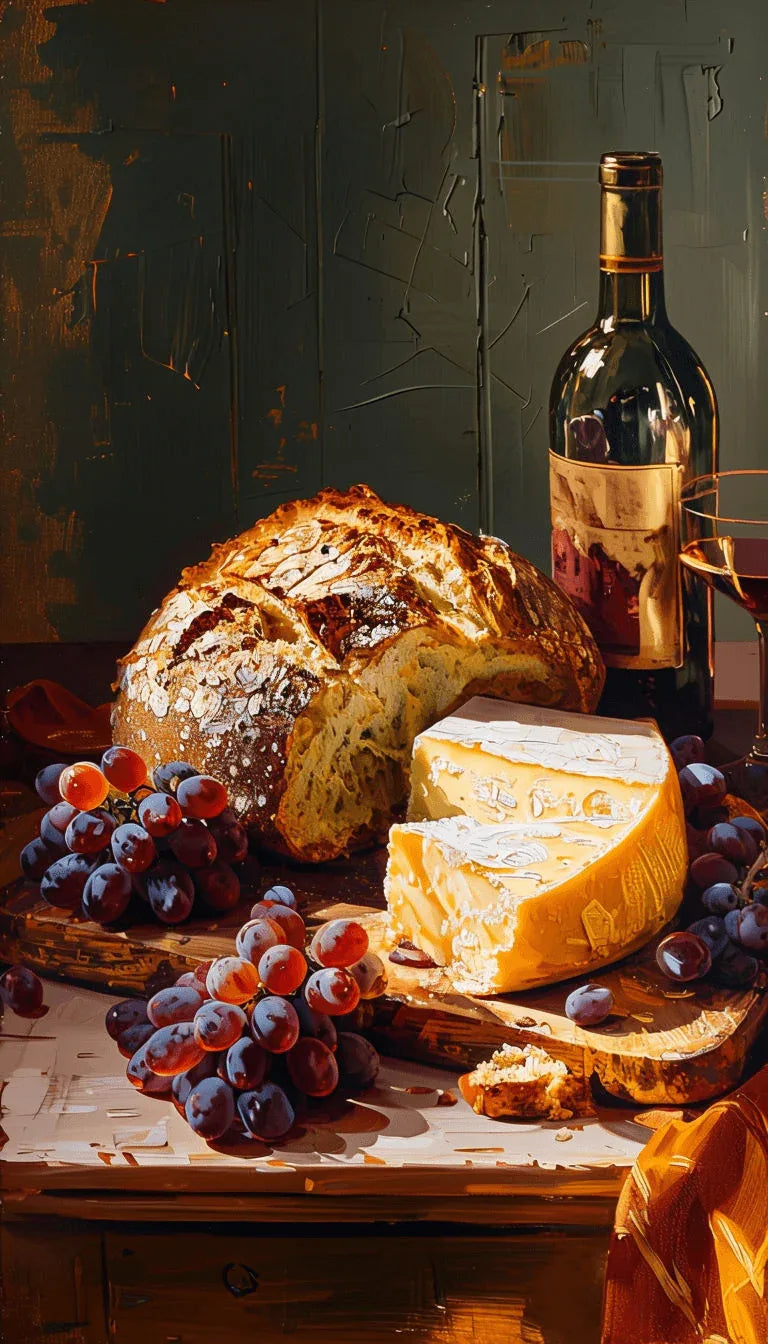 Digital Wall Art of Exquisite Still Life Oil Painting - Rustic Food Scene