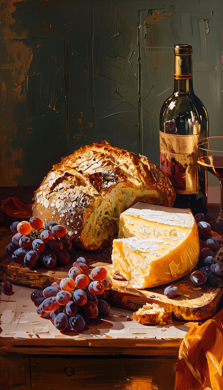 Digital Wall Art of Exquisite Still Life Oil Painting - Rustic Food Scene - Patelcreations