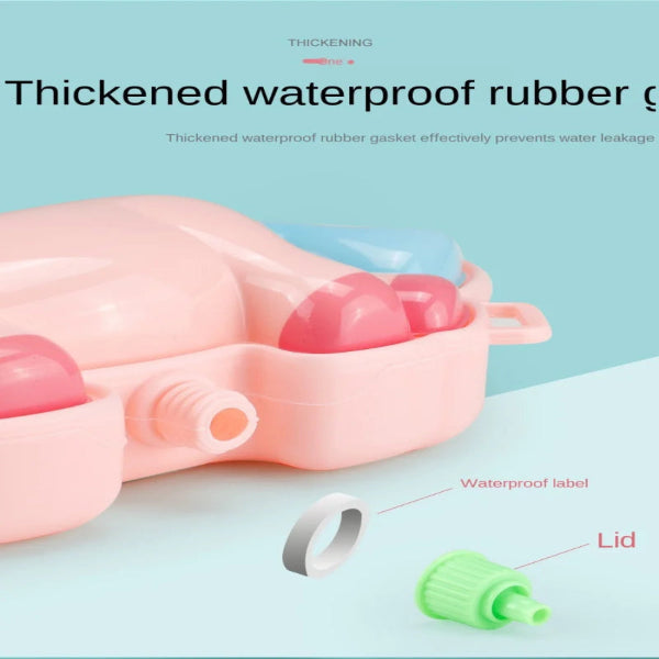 Pink and green container with a thickened waterproof rubber gasket on a light blue background