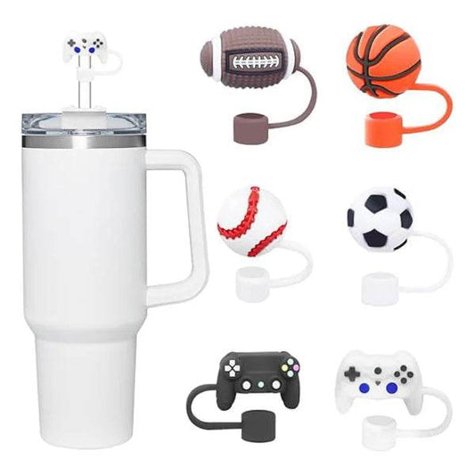 Men's Sports & Gaming Straw Covers for Stanley Cup - Football, Basketball & Controller Designs (4PCS/6PCS) - Patelcreations