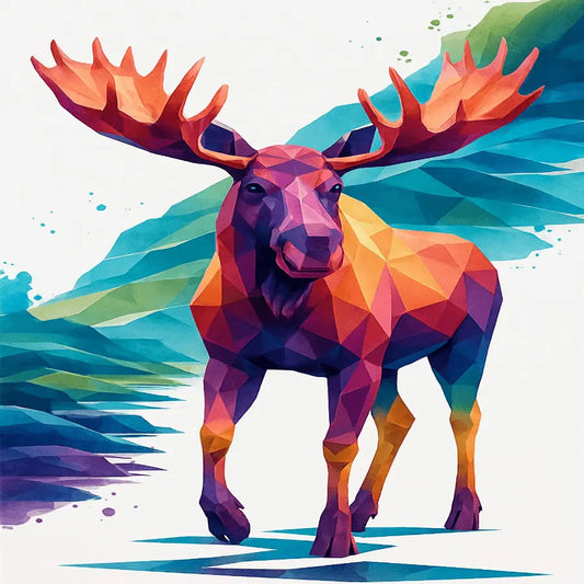 Vibrant Geometric Moose – Bold Modern Wall Art Print (Digital Download) - Patelcreations