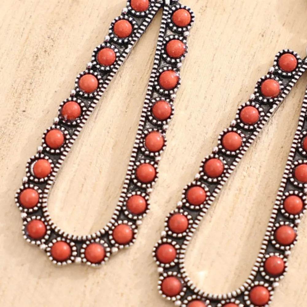 Traditional Alloy Beaded Teardrop Earrings - Bohemian Statement Jewelry - Patelcreations