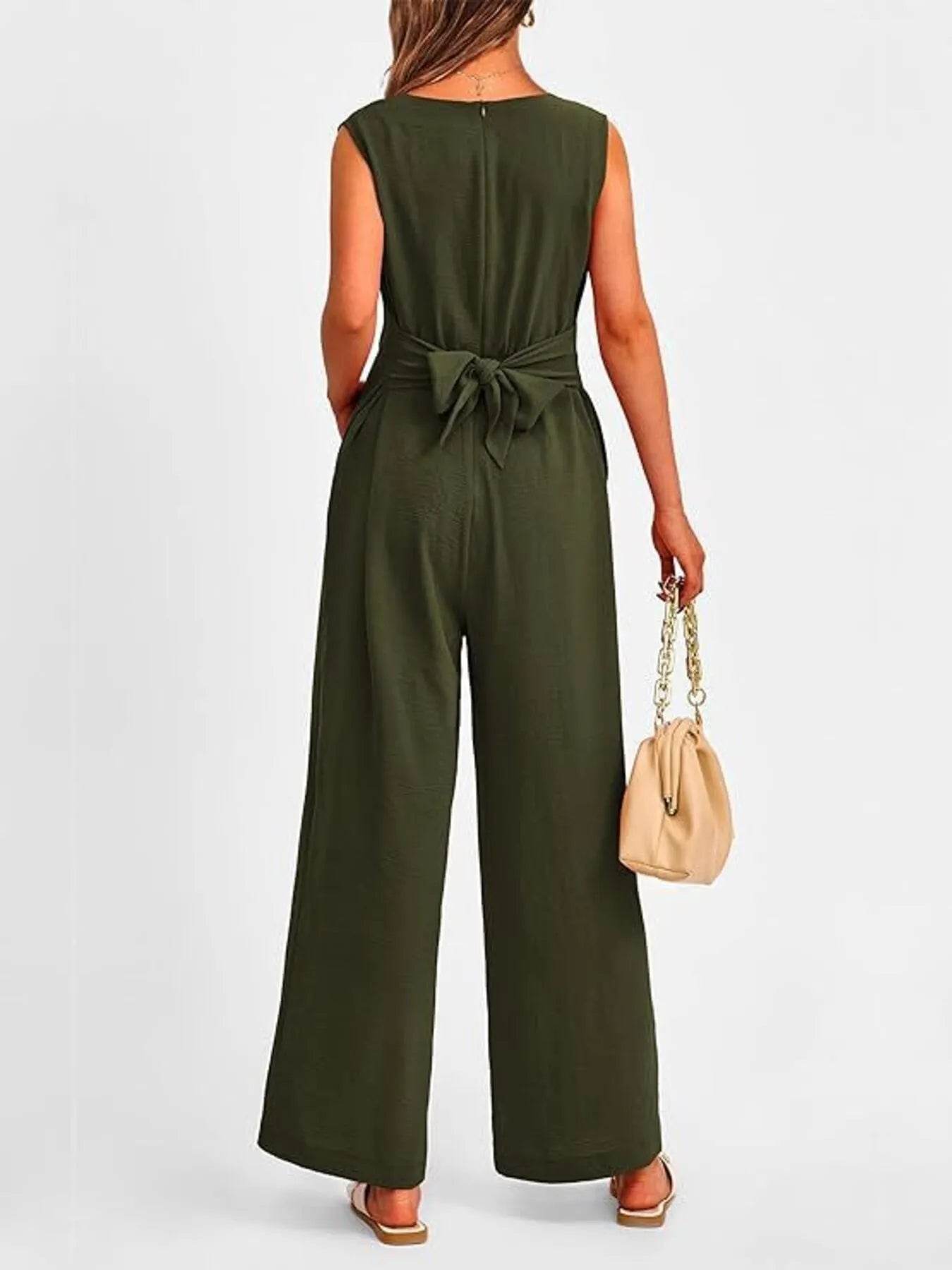 👗✨ V-Neck Sleeveless Wide-Leg Jumpsuit 🌈💫 - Patelcreations