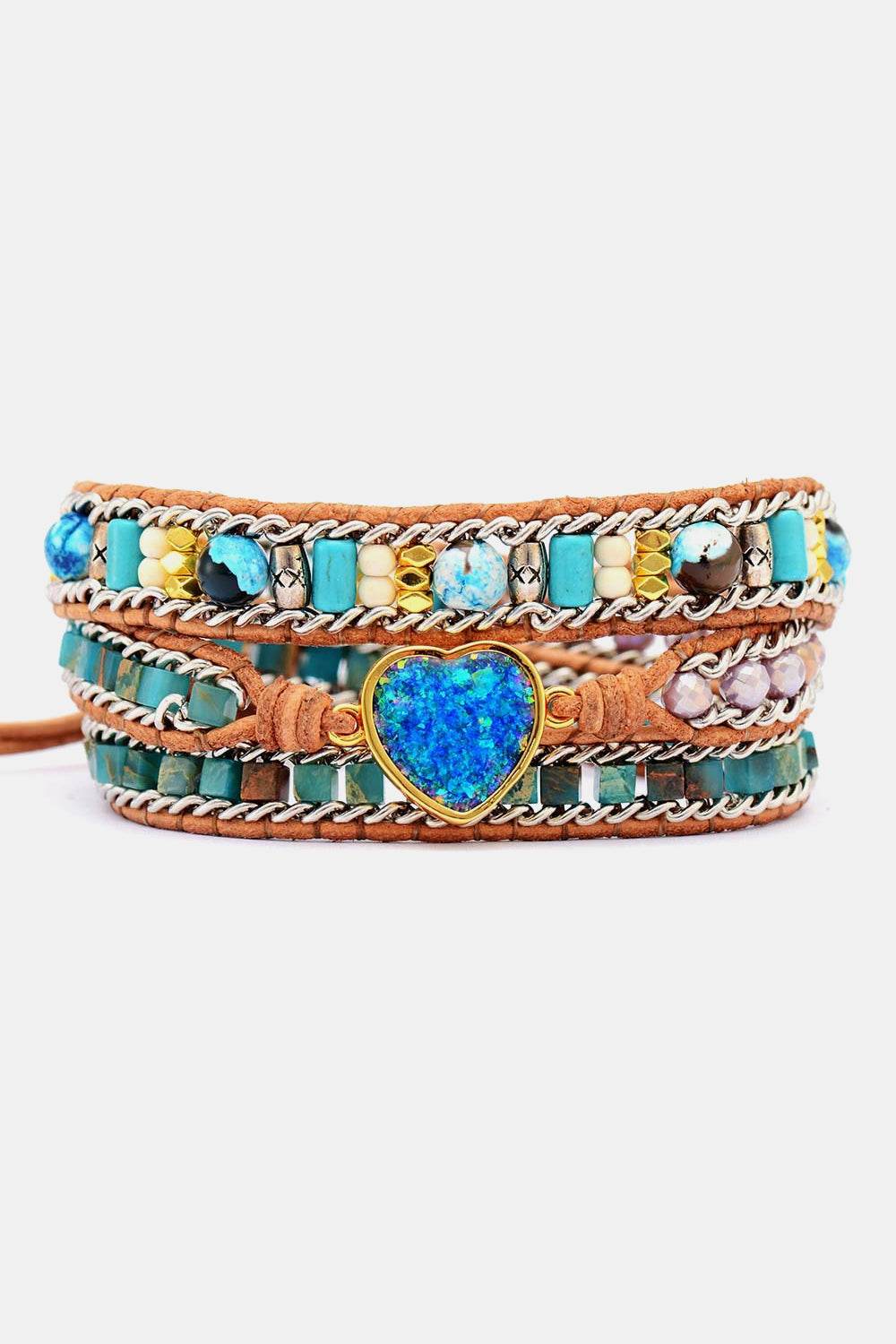 💙 Heart Layered Bracelet - Teal Opal Oceanic Luxury - Patelcreations