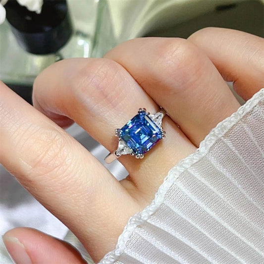 3 Carat Moissanite 925 Sterling Silver Ring - Blue - Patelcreations