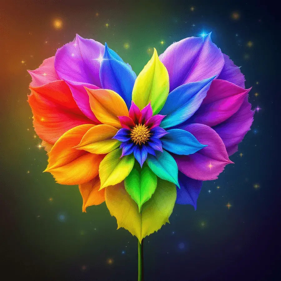 Rainbow Cosmic Floral - 3-Piece Digital Wall Art Set - Patelcreations