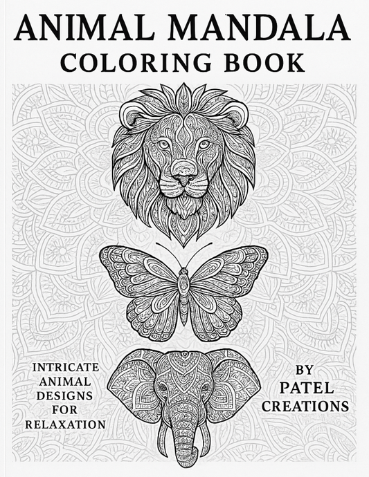 Animal Mandala Coloring Book - 60 Pages of Intricate Animal Designs - Digital Download