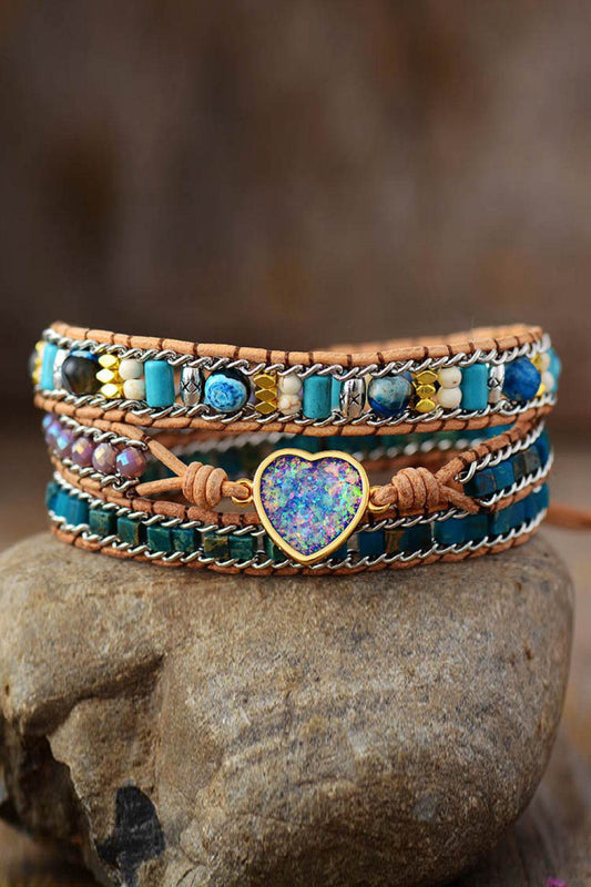 💙 Heart Layered Bracelet - Teal Opal Oceanic Luxury - Patelcreations