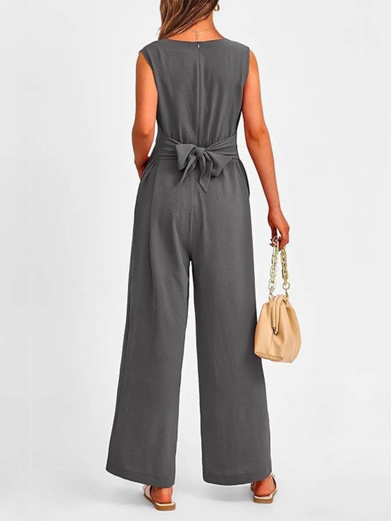 👗✨ V-Neck Sleeveless Wide-Leg Jumpsuit 🌈💫 - Patelcreations