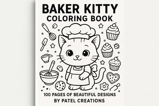 Baker Kitty Coloring Book - 100 Pages of Beautiful Designs - Digital Download