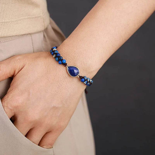 Handmade Teardrop Shape Beaded Bracelet - Natural Emperor Stone Bohemian Jewelry - Patelcreations