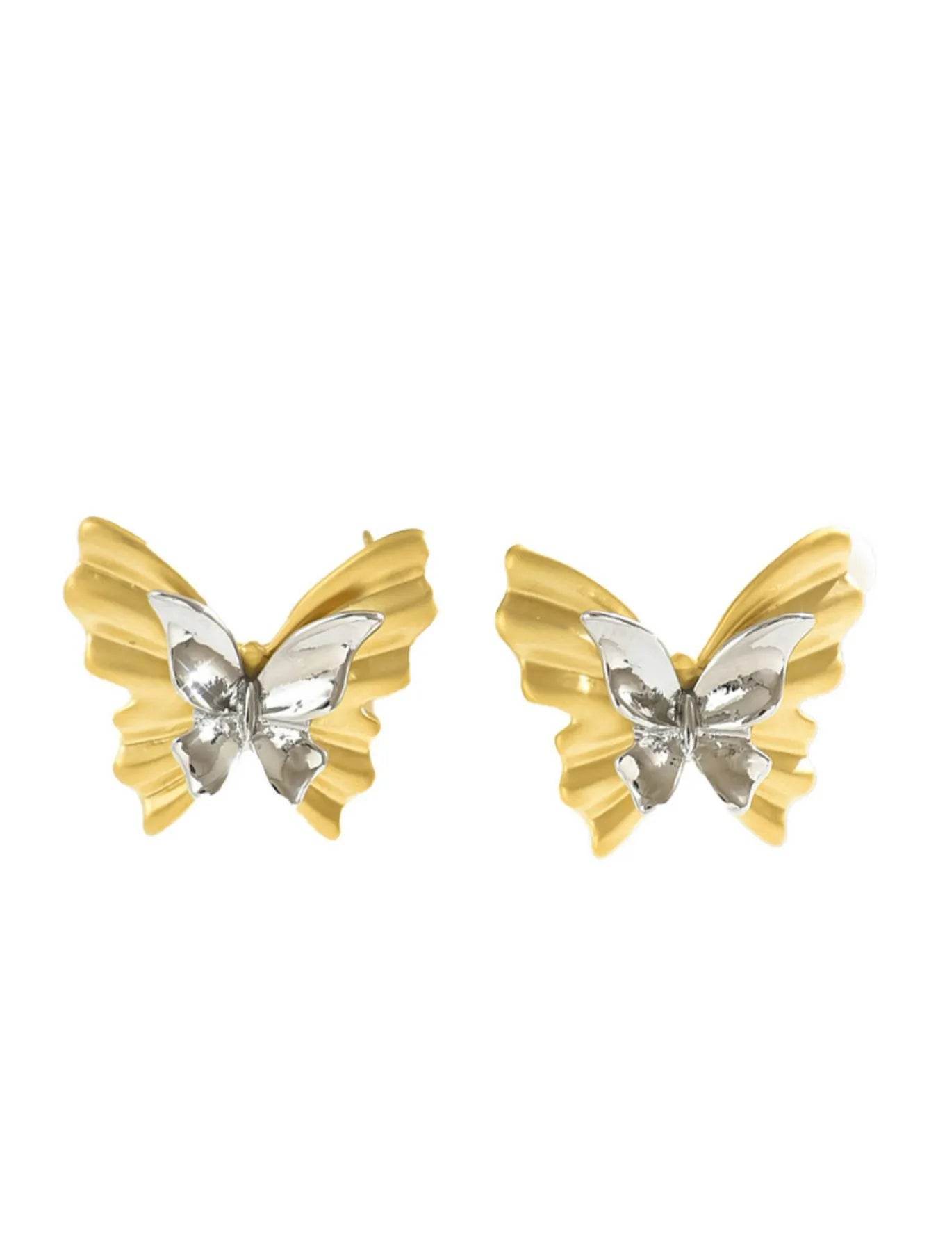 🦋✨ Two-Tone Stainless Steel Butterfly Earrings 💎🌟 - Patelcreations