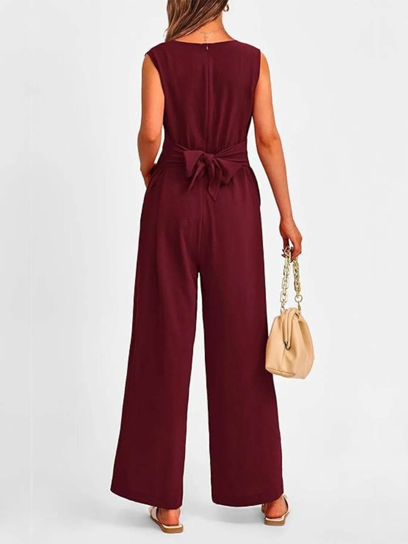 👗✨ V-Neck Sleeveless Wide-Leg Jumpsuit 🌈💫 - Patelcreations