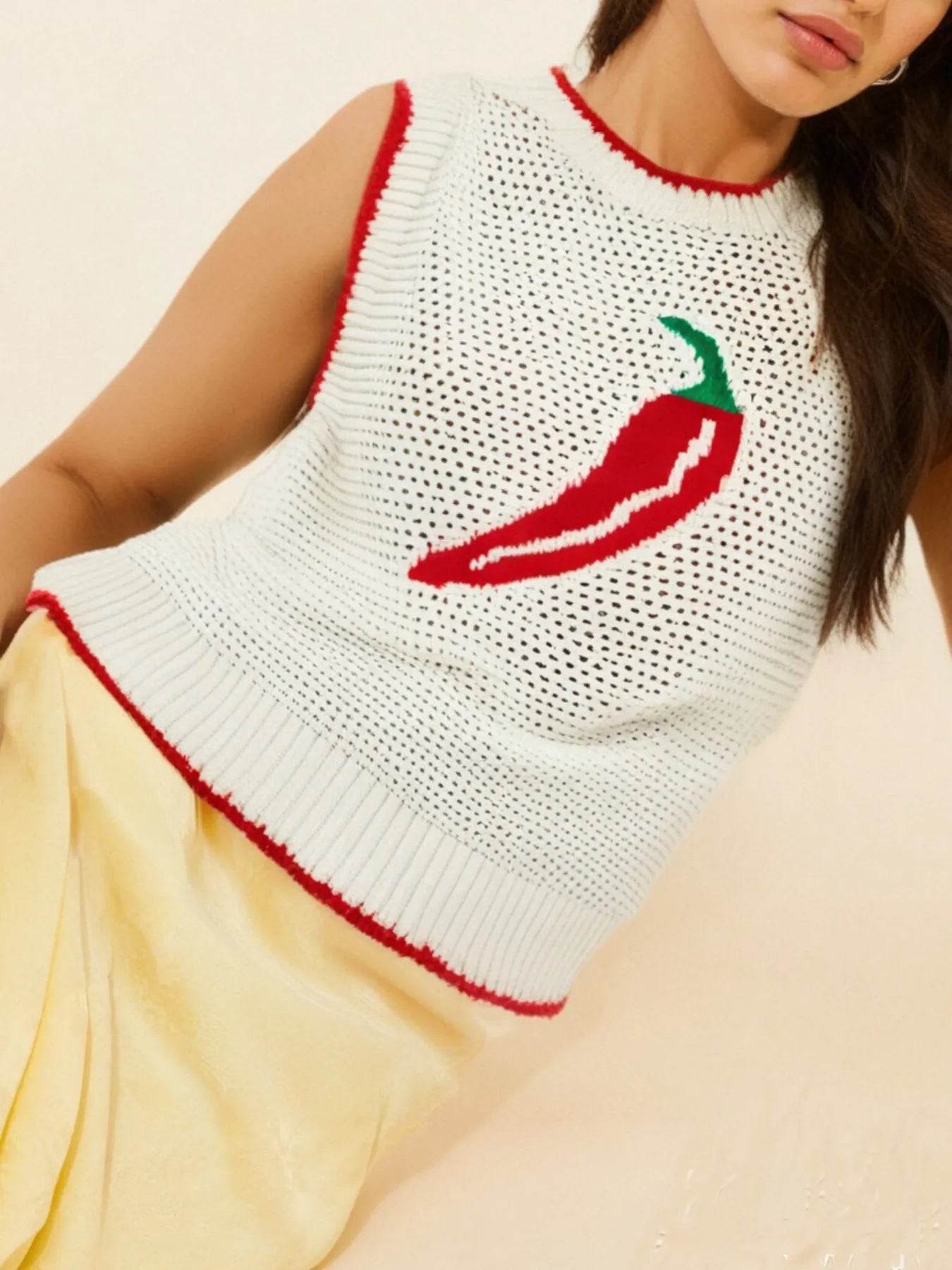 🌶️🔥 Spicy Chili Pepper Crochet Knit Tank Top - Summer Vibes! ☀️✨ - Patelcreations