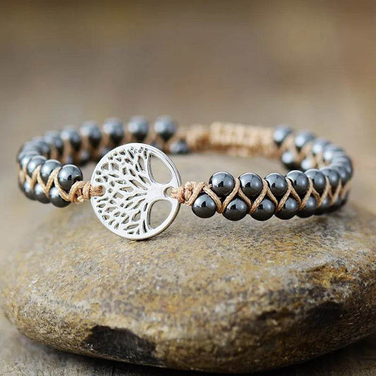 Handmade Tree of Life Natural Stone Braided Bracelet - Spiritual Healing Jewelry - Patelcreations