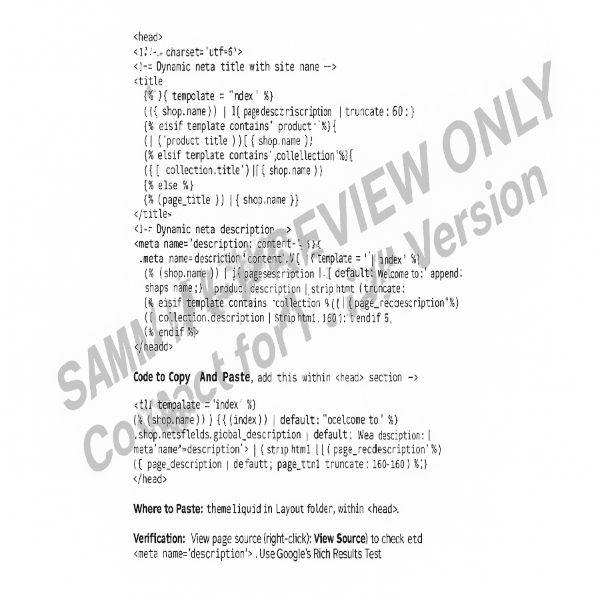 Shopify SEO & Performance Optimization Booklet - Premium Edition - Patelcreations