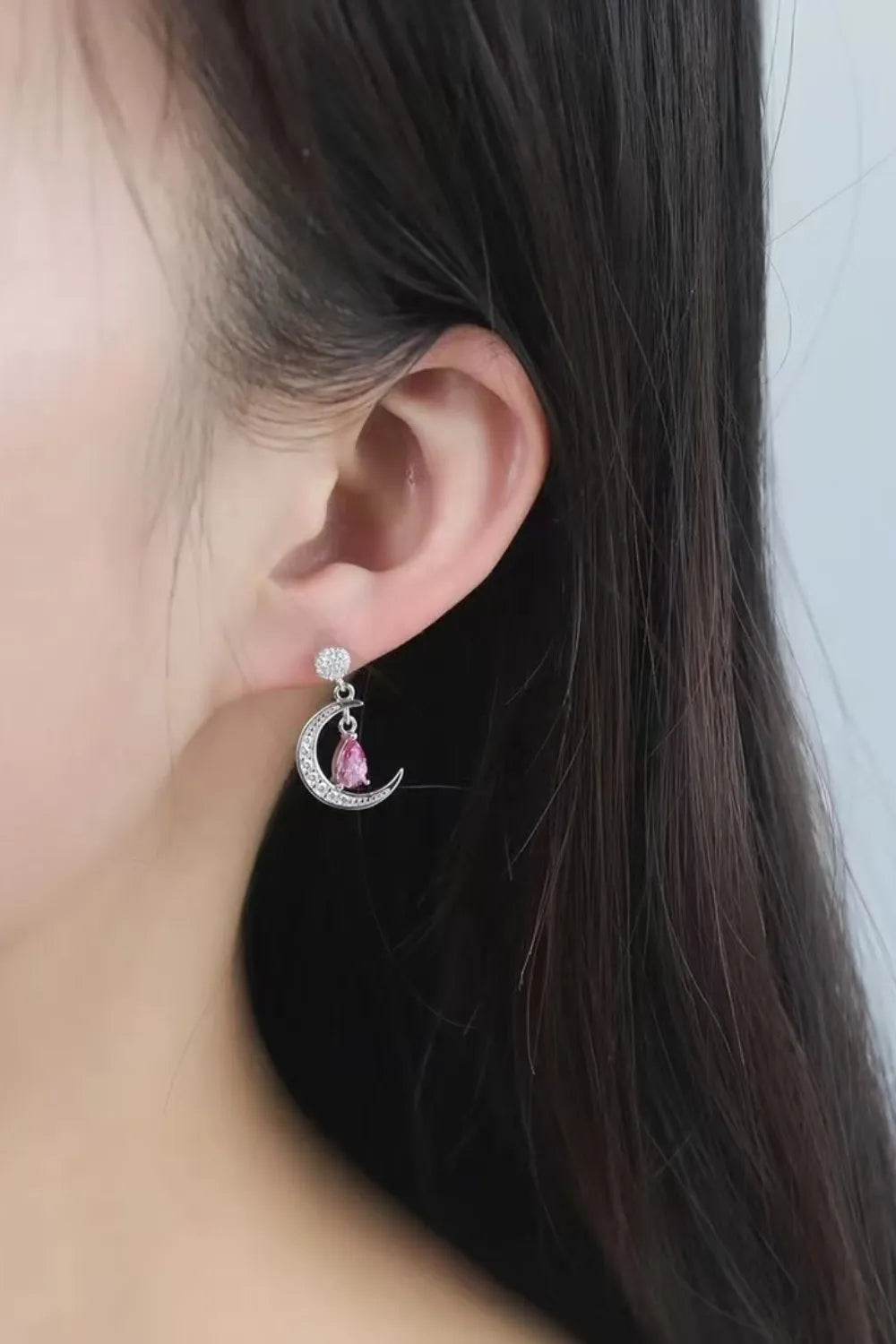 1 Carat Moissanite 925 Sterling Silver Moon & Star Earrings - Patelcreations