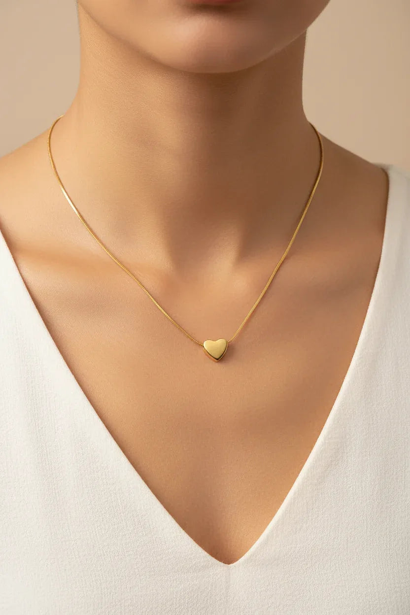 dainty-heart-snake-chain-necklace-lifestyle - Patelcreations