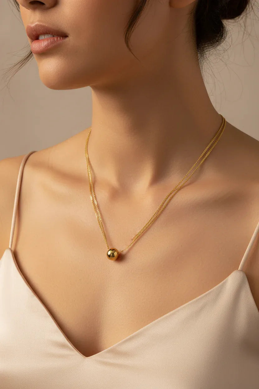 double-layer-gold-ball-necklace-lifestyle - Patelcreations