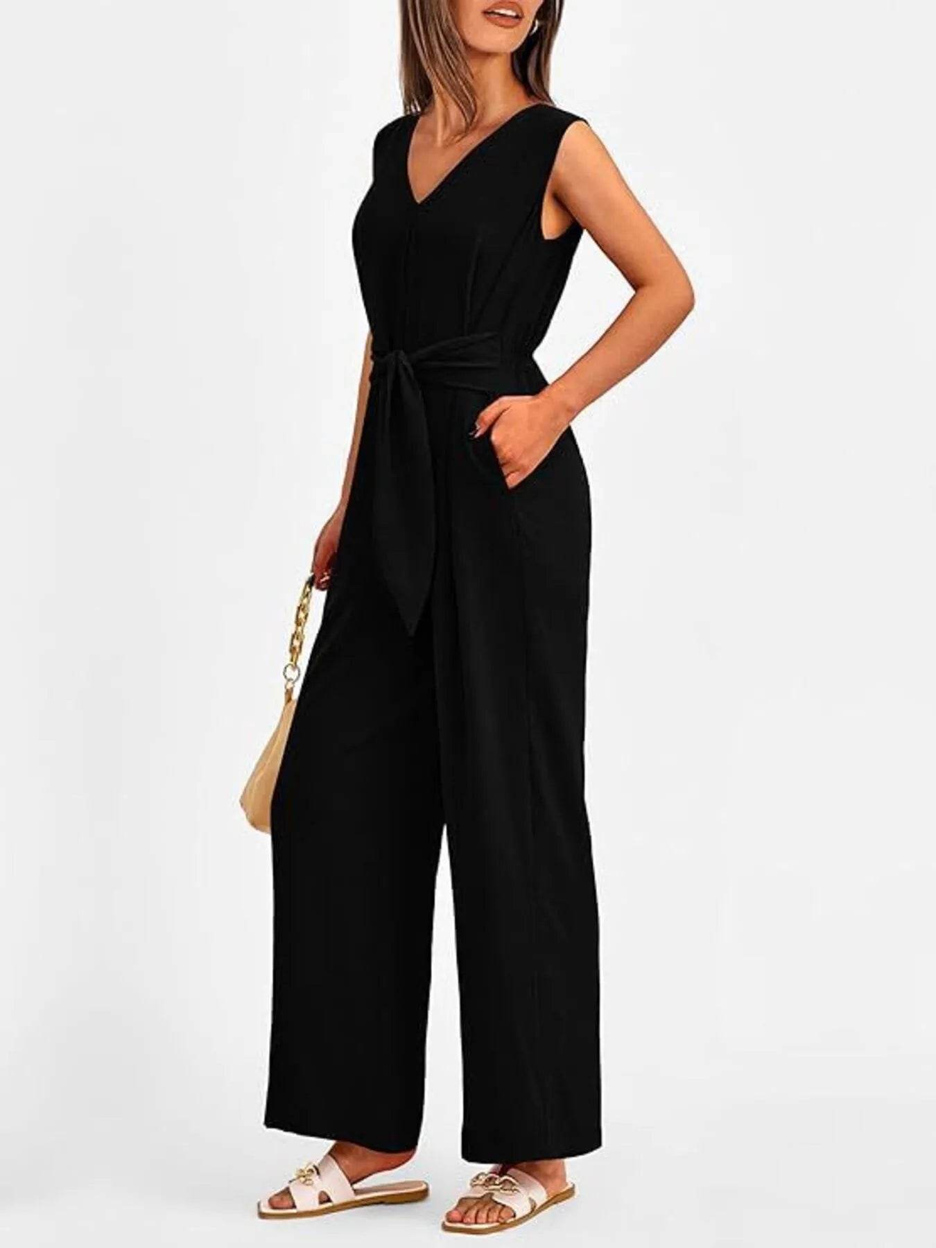 👗✨ V-Neck Sleeveless Wide-Leg Jumpsuit 🌈💫 - Patelcreations
