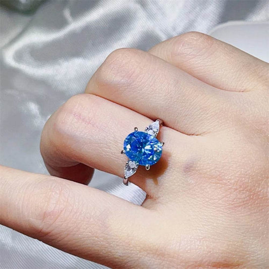 3 Carat Moissanite Ring - Platinum Plated Sterling Silver Round Cut - Patelcreations