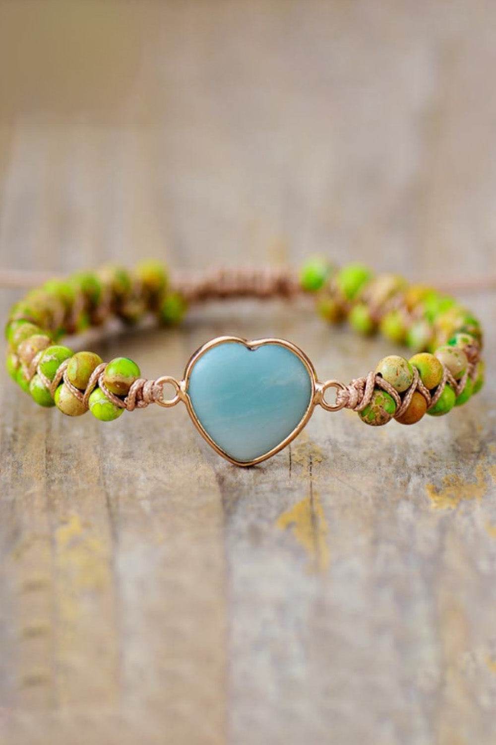 Handmade Heart Shape Natural Stone Bracelet - Colorful Bohemian Love Jewelry - Patelcreations