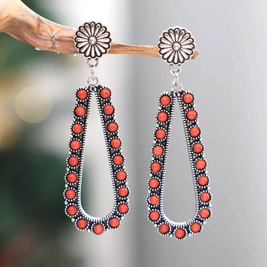 Traditional Alloy Beaded Teardrop Earrings - Bohemian Statement Jewelry - Patelcreations