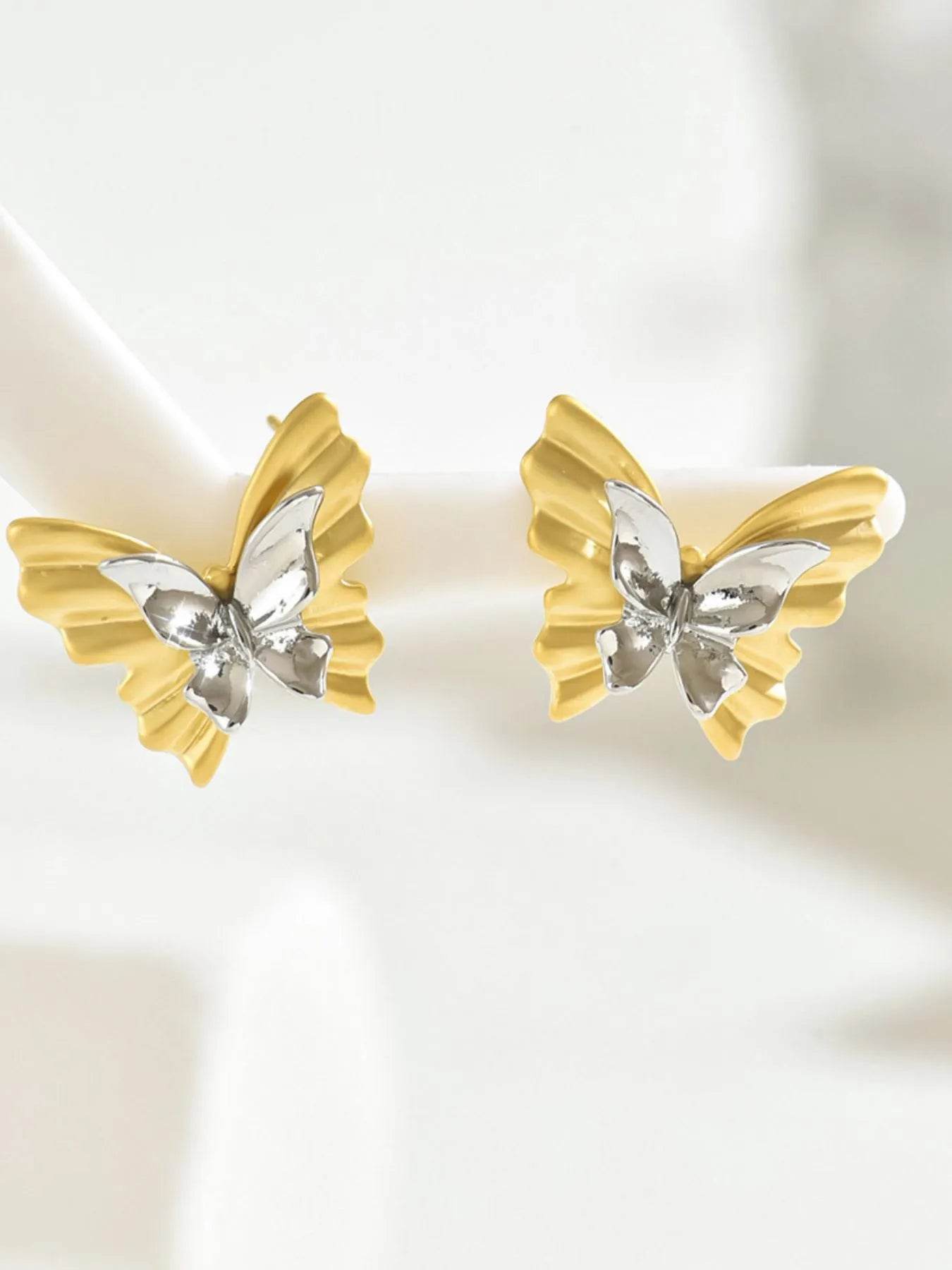 🦋✨ Two-Tone Stainless Steel Butterfly Earrings 💎🌟 - Patelcreations