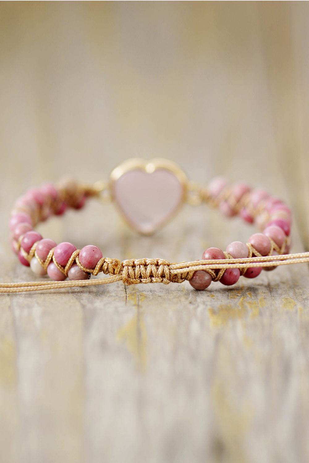 Handmade Rose Quartz Heart Beaded Bracelet - Natural Stone Love Jewelry - Patelcreations