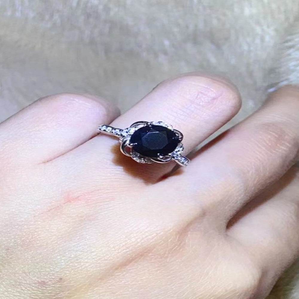 2 Carat Black Moissanite Floral Ring - Unique Modern Design - Patelcreations