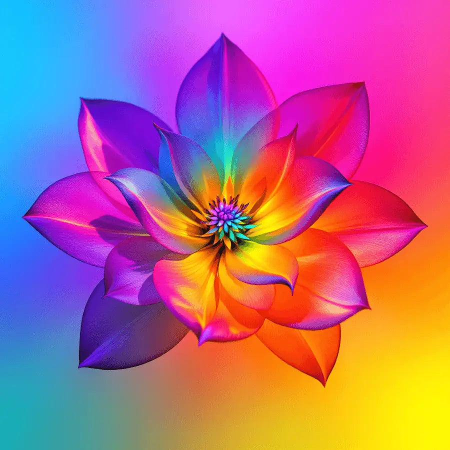 Rainbow Cosmic Floral - 3-Piece Digital Wall Art Set - Patelcreations