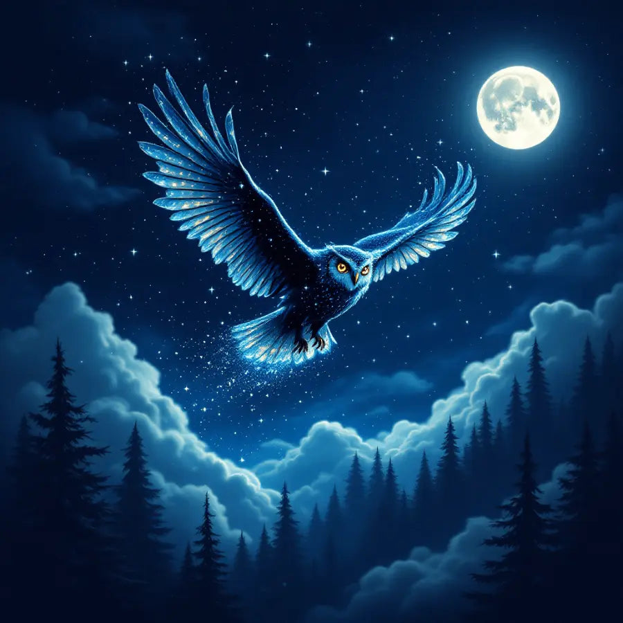 Mystical Starlit Owl - 3-Piece Digital Wall Art Set - Patelcreations