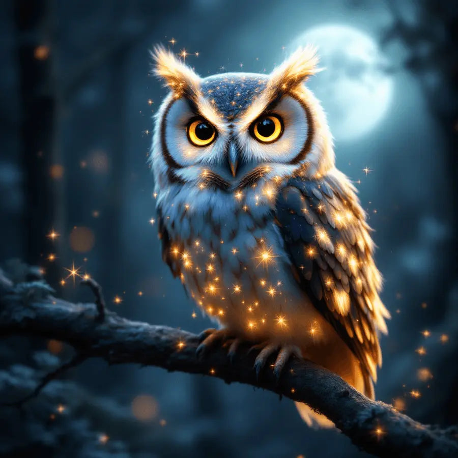 Mystical Starlit Owl - 3-Piece Digital Wall Art Set - Patelcreations