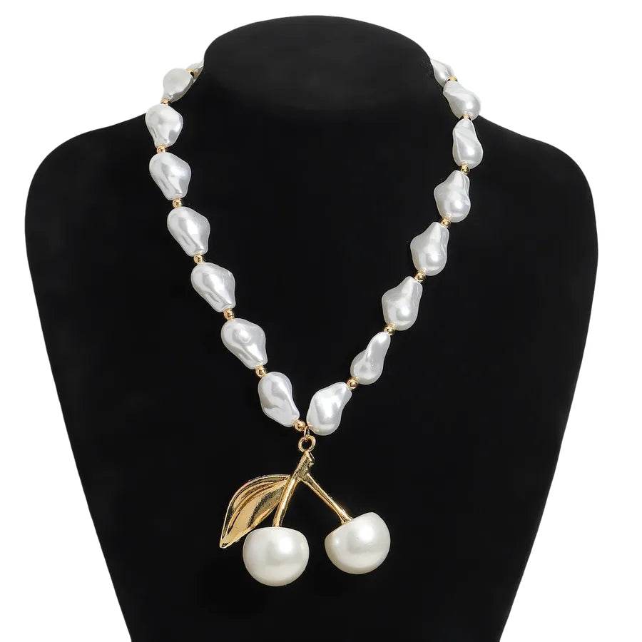 Romantic Cherry Baroque Pearl Necklace - Sweet Coquette Jewelry - Patelcreations