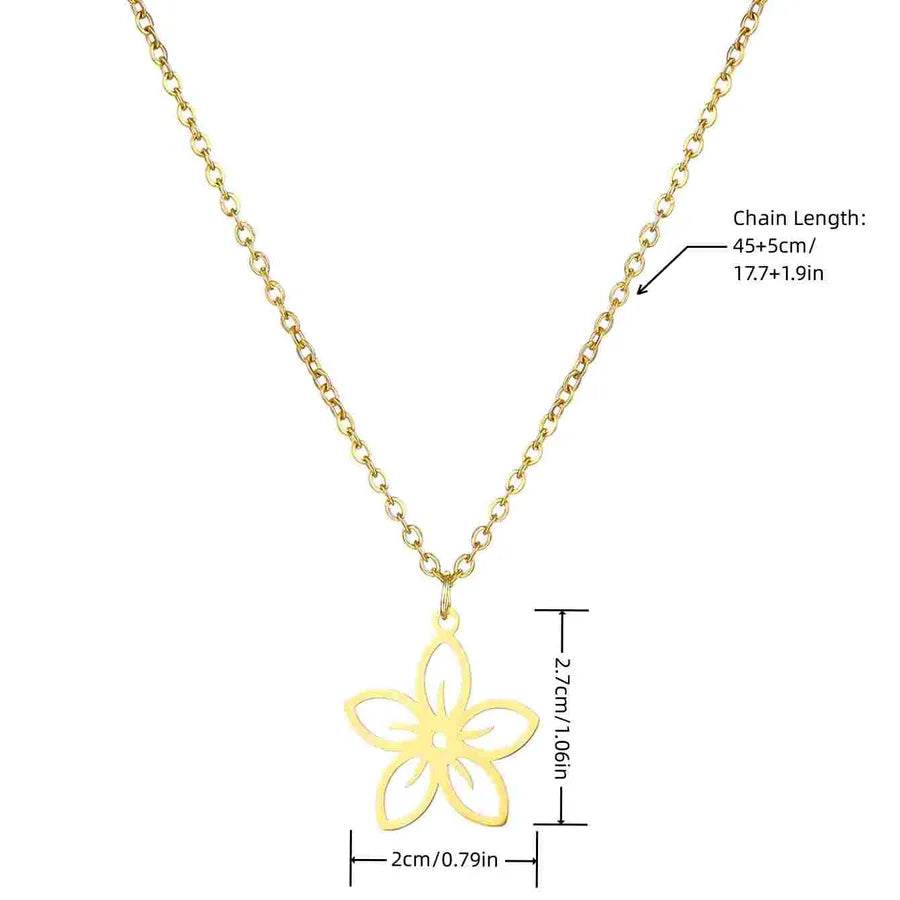 Waterproof Cutout Flower Necklace - 316 Stainless Steel 18K Gold Plated - Patelcreations