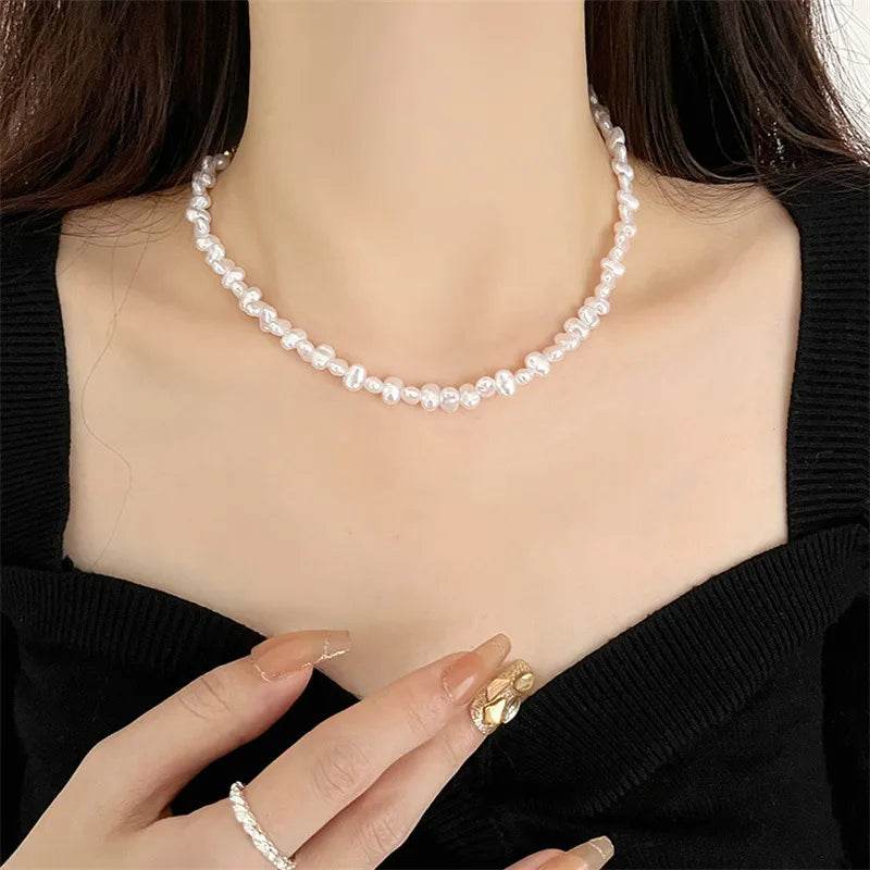 Baroque Pearl Choker - Irregular Beaded Necklace - Patelcreations