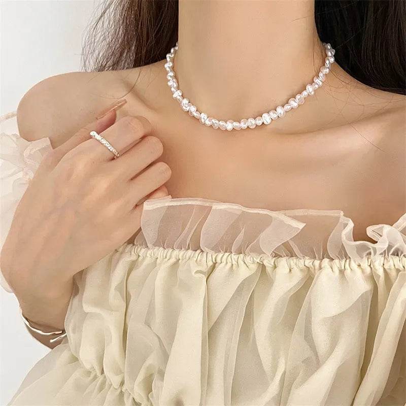 Baroque Pearl Choker - Irregular Beaded Necklace - Patelcreations