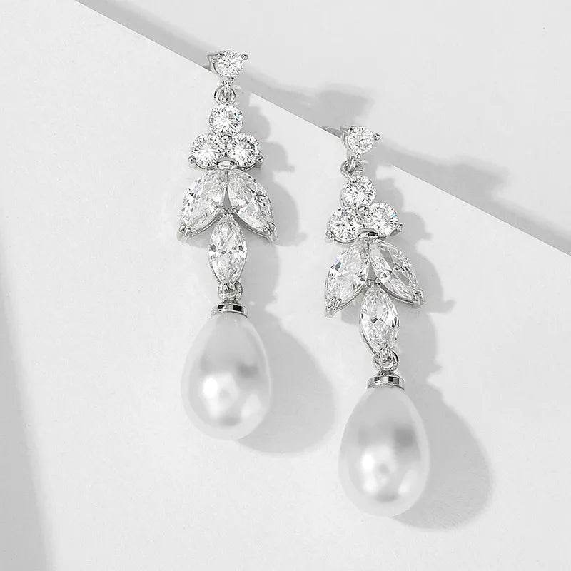 Luxury Crystal & Pearl Drop Earrings - Statement Wedding Jewelry - Patelcreations