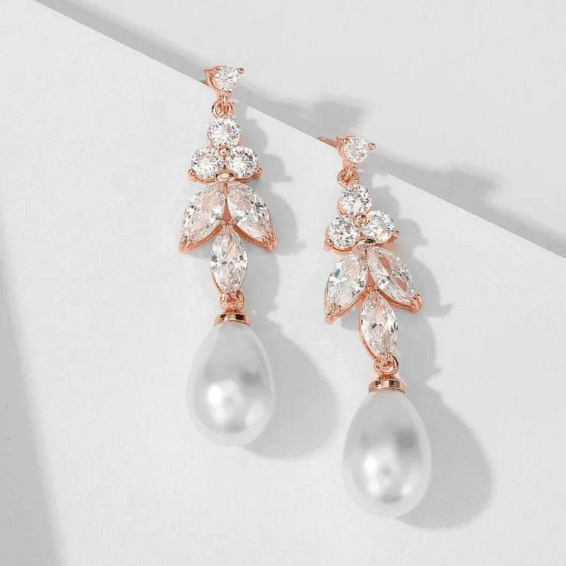 Luxury Crystal & Pearl Drop Earrings - Statement Wedding Jewelry - Patelcreations