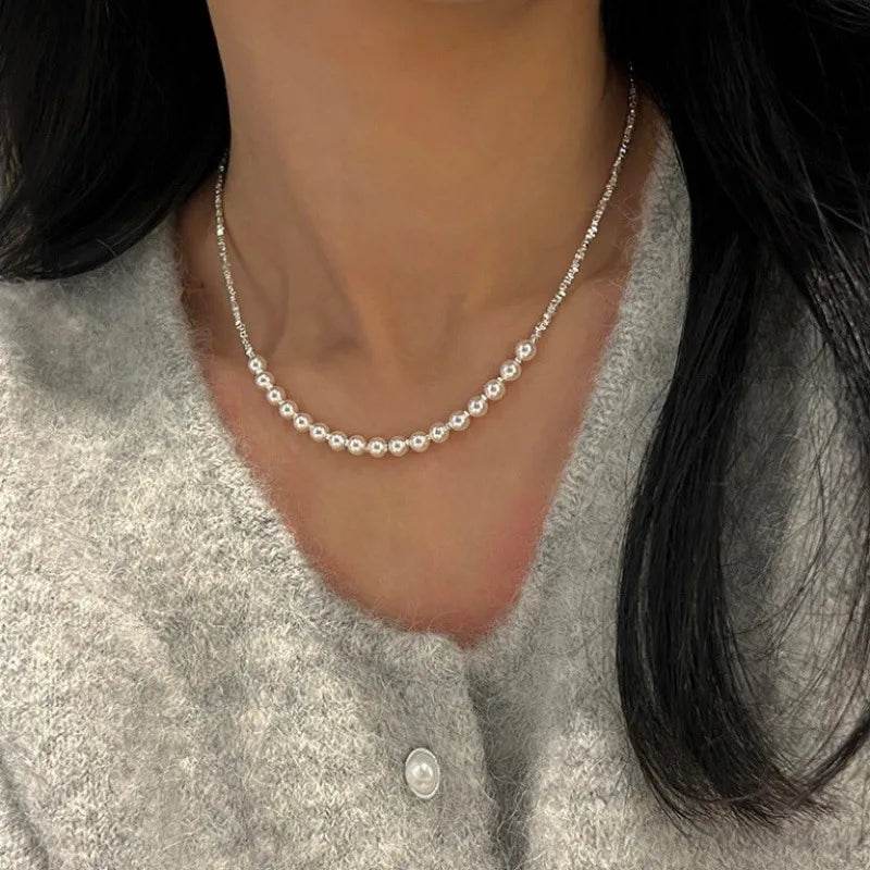 925 Sterling Silver Minimalist Pearl Choker - Quiet Luxury Jewelry - Patelcreations