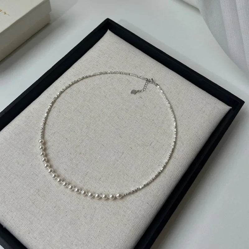 925 Sterling Silver Minimalist Pearl Choker - Quiet Luxury Jewelry - Patelcreations