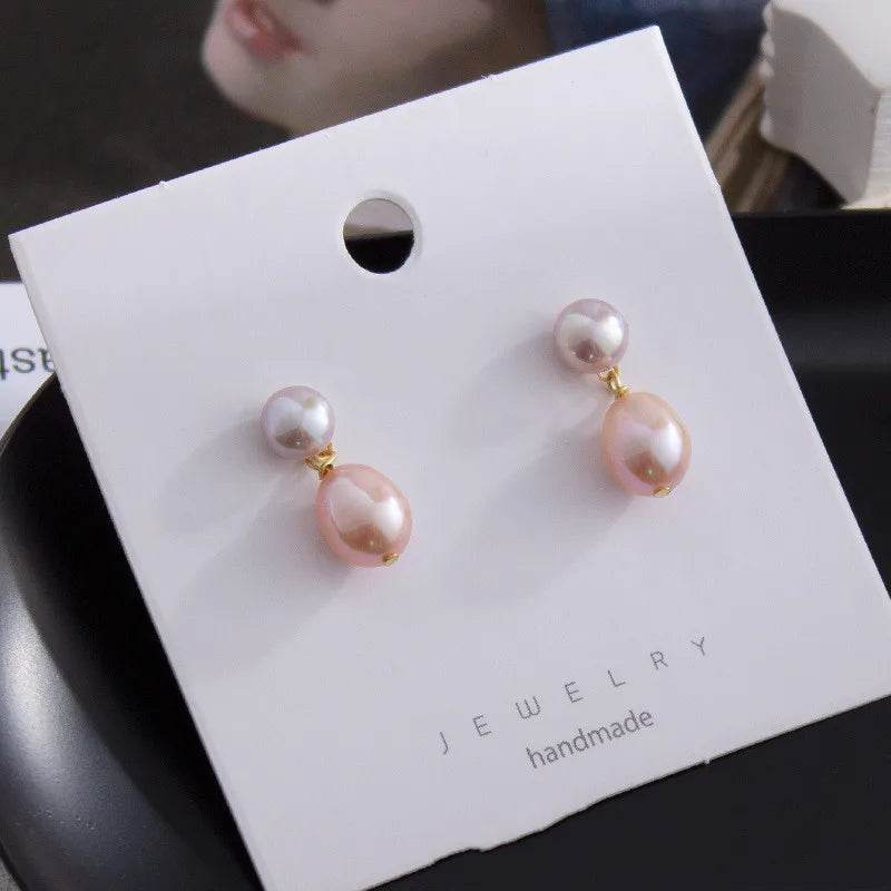 925 Sterling Silver Freshwater Pearl Drop Earrings - White & Purple Pearl Options - Patelcreations
