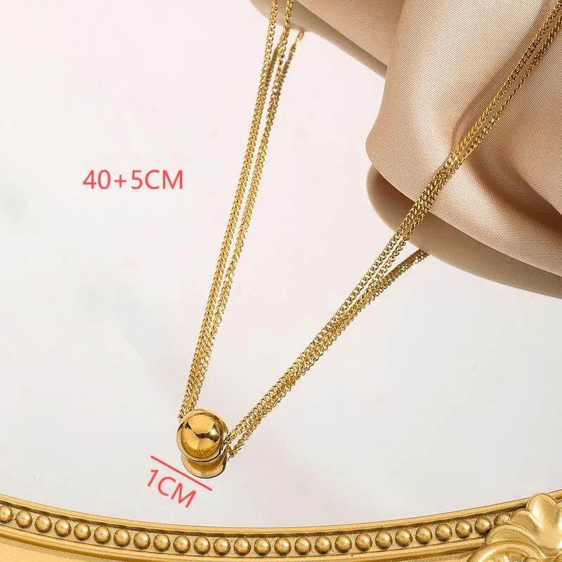 Waterproof Geometric Ball Pendant Necklace - Titanium Steel 18K Gold Plated - Patelcreations