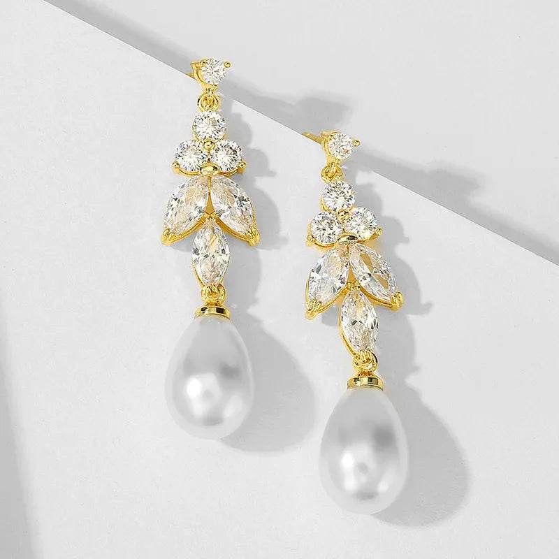 Luxury Crystal & Pearl Drop Earrings - Statement Wedding Jewelry - Patelcreations