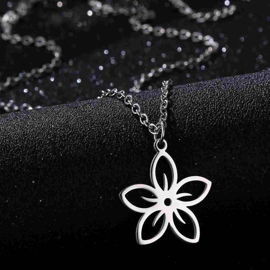Waterproof Cutout Flower Necklace - 316 Stainless Steel 18K Gold Plated - Patelcreations