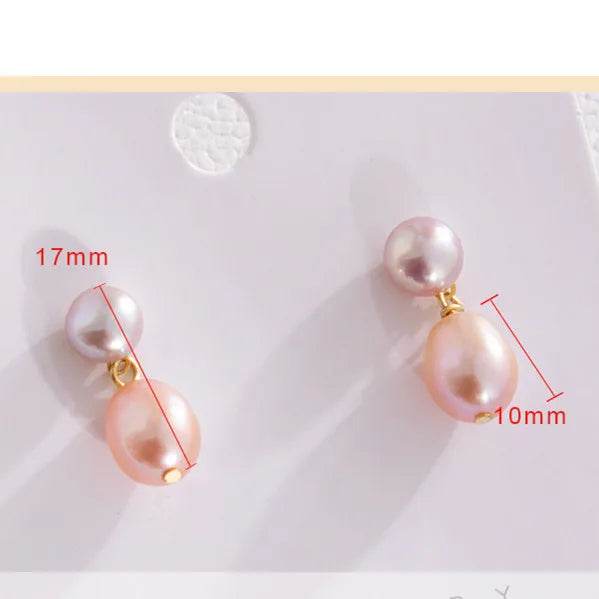 925 Sterling Silver Freshwater Pearl Drop Earrings - White & Purple Pearl Options - Patelcreations
