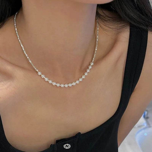 925 Sterling Silver Minimalist Pearl Choker - Quiet Luxury Jewelry - Patelcreations