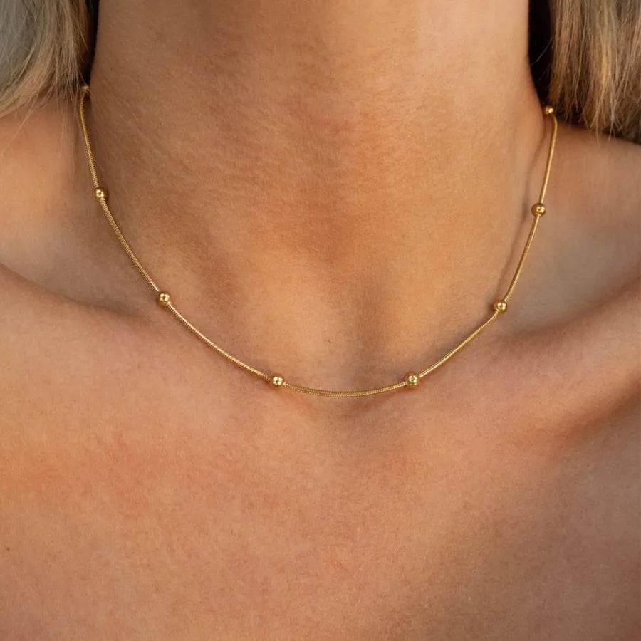Waterproof Pearl Station Necklace - 316 Stainless Steel 18K Gold Plated | 3 Styles - Patelcreations